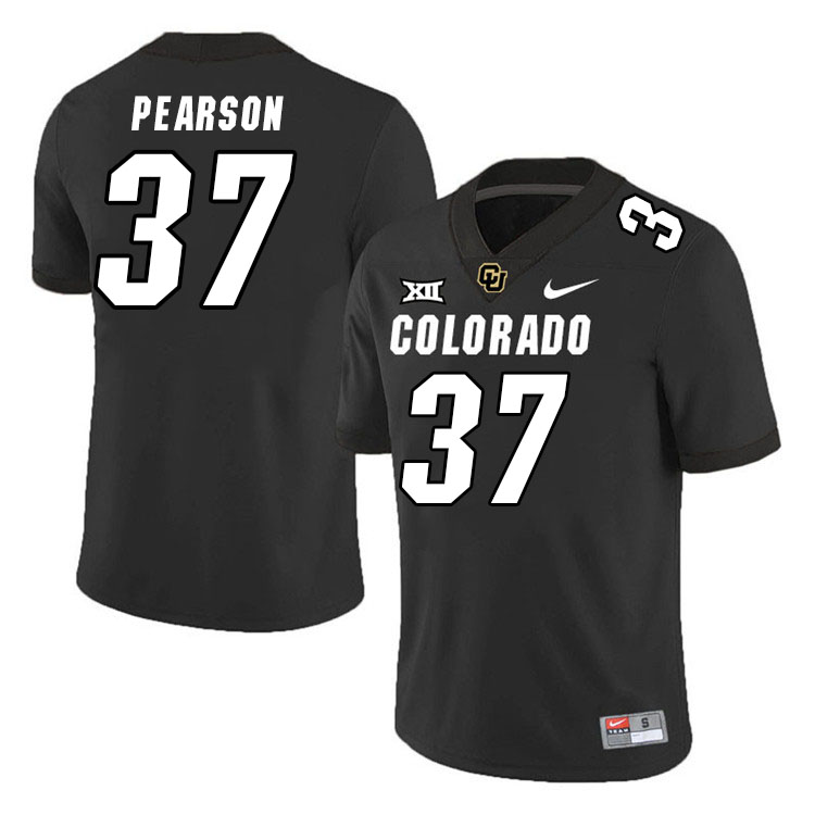 Colorado Buffaloes #37 Morgan Pearson Big 12 Conference College Football Jerseys Stitched Sale-Black